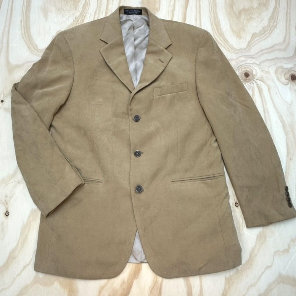 Gianfranco Ruffini Italy Tan Microfiber 3 Button Blazer Sport Coat Mens 40R